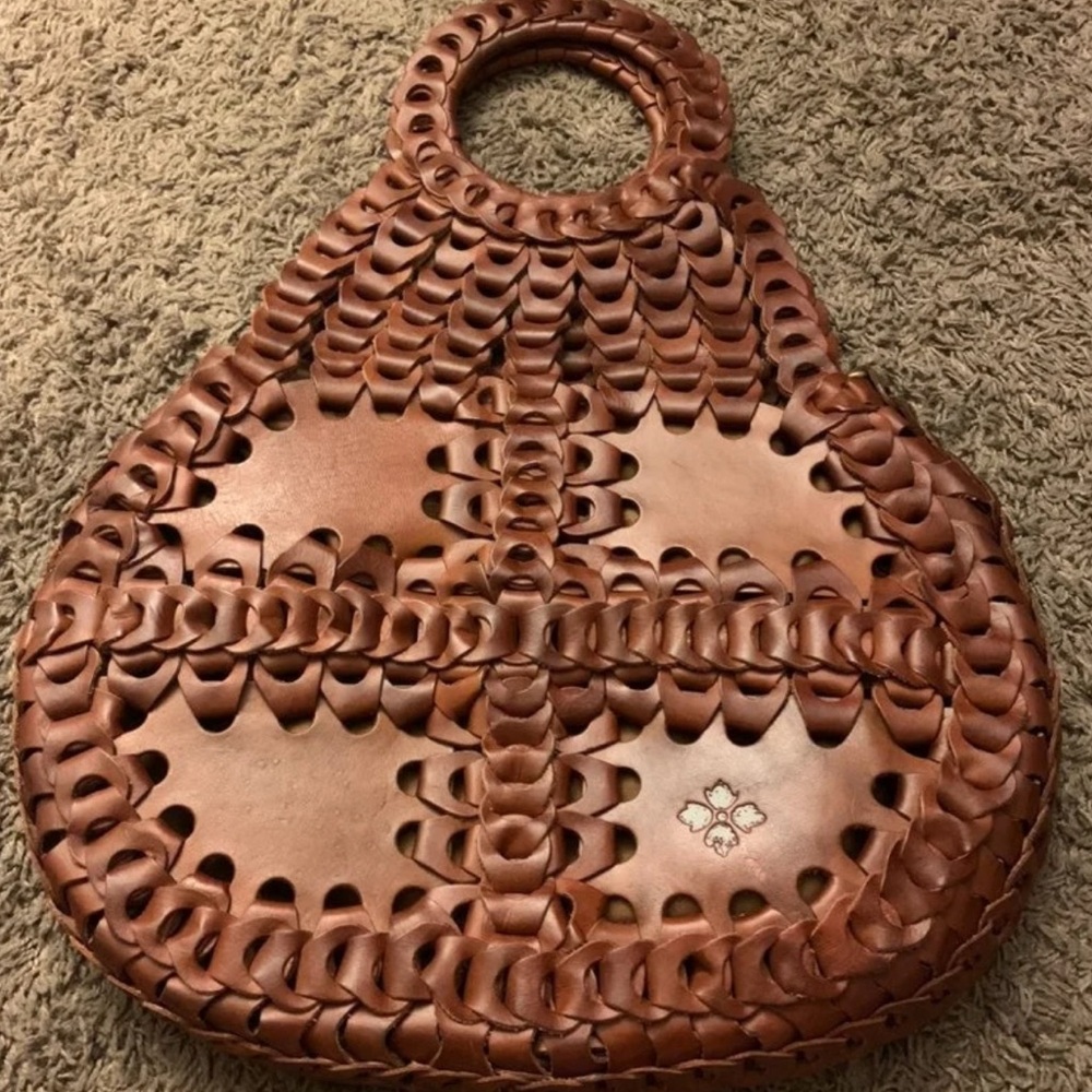 Patricia Nash Tan Leather Woven Bag